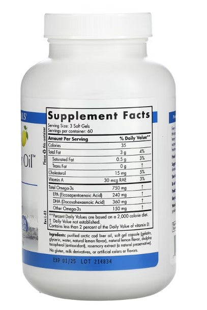 Nordic Naturals Artic Cod Liver Oil 180 Soft Gels – Clean Nutritionals