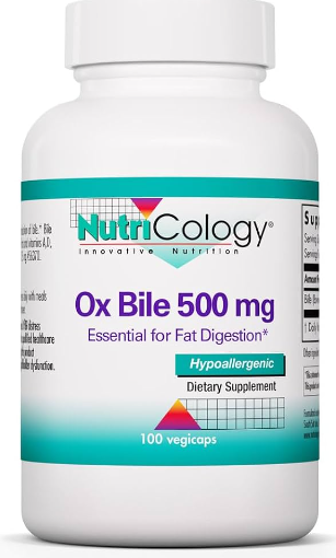 NutriCology Ox Bile 500mg 100 Capsules