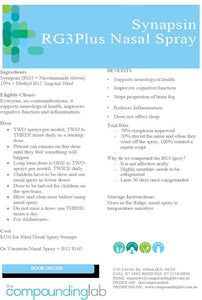 Synapsin ( RG3 10mg/ml) Nasal Spray + NAd+ 50mg/ml  MID  DOSE 30mL